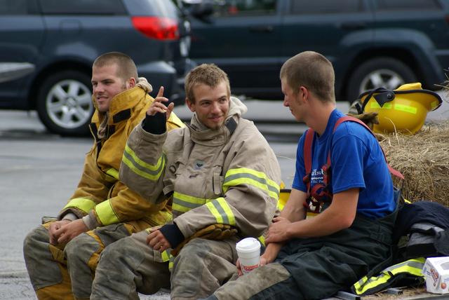 Keegan Muldowney (left) awaits rotation during vehicle fire drill in Keeseville NY 8/21/2010